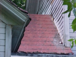 Most worn roofing area, the connection to the kitchen fro the main house area